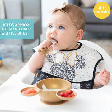 Bumkins Disney Baby Bowl, Silicone Feeding Set With Suction For Baby And Toddler, Includes Spoon, First Feeding Set, Essentials