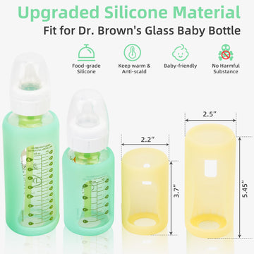 Purekra 2Pcs Silicone Baby Bottle Sleeves For Dr. Brown Bottles 8 Oz, Silicone Bottle Covers Replacement For Dr. Brown Glass Bot