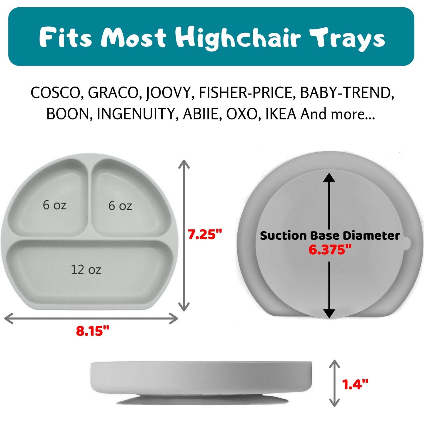 Silikong Suction Plate For Toddlers | Bpa Free, 100% Food-Grade Silicone | Microwave, Dishwasher And Oven Safe | Stay Put Divide