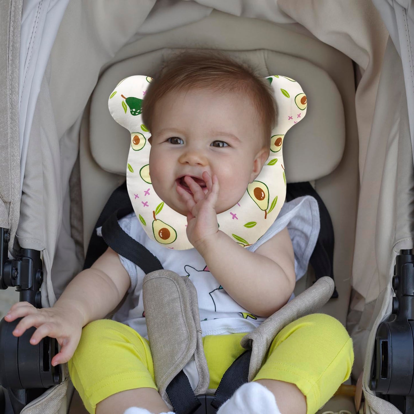 Deezomo Baby Travel Pillow,Soft And Skin Friendly Kids Cushion For Car Seat - Newborn Pillow For Pushchair,Car Seat,Travel (Whit
