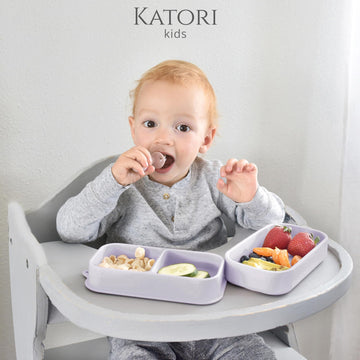 Katori Kids Suction Plate For Baby To Go | 5Pc Travel Silicone Baby Plate Feeding Set With Travel Bag | Toddler Plate | Baby Tra