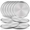 HaWare 10-Piece 18/8 Stainless Steel Kids Plates, 8 Inches Metal Dinner Plates for Toddler Child, Round Serving Trays for Feedin