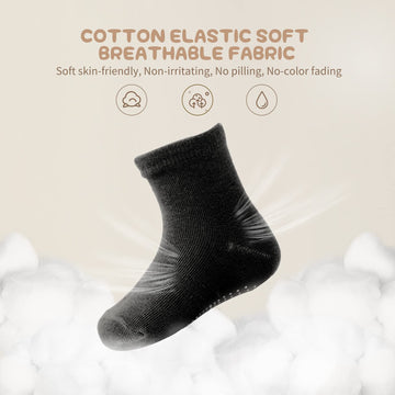 Aroveea Non Slip Grip Ankle Baby Socks 1-3 Years Old Black For Toddler Boys And Girls Kids Socks 12 Pack,Infant Cute Cotton Baby