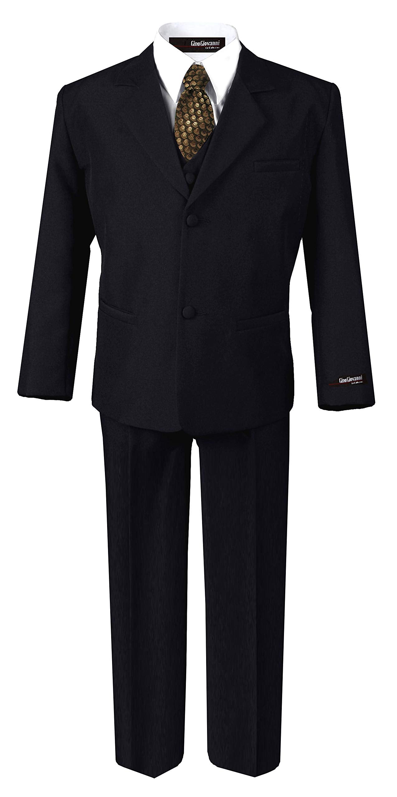 Us Fairytailes G187 Black/Gold Formal Boys Kids Dress Suit From Baby To Teen (Large/12-18 Months, Black/Gold)