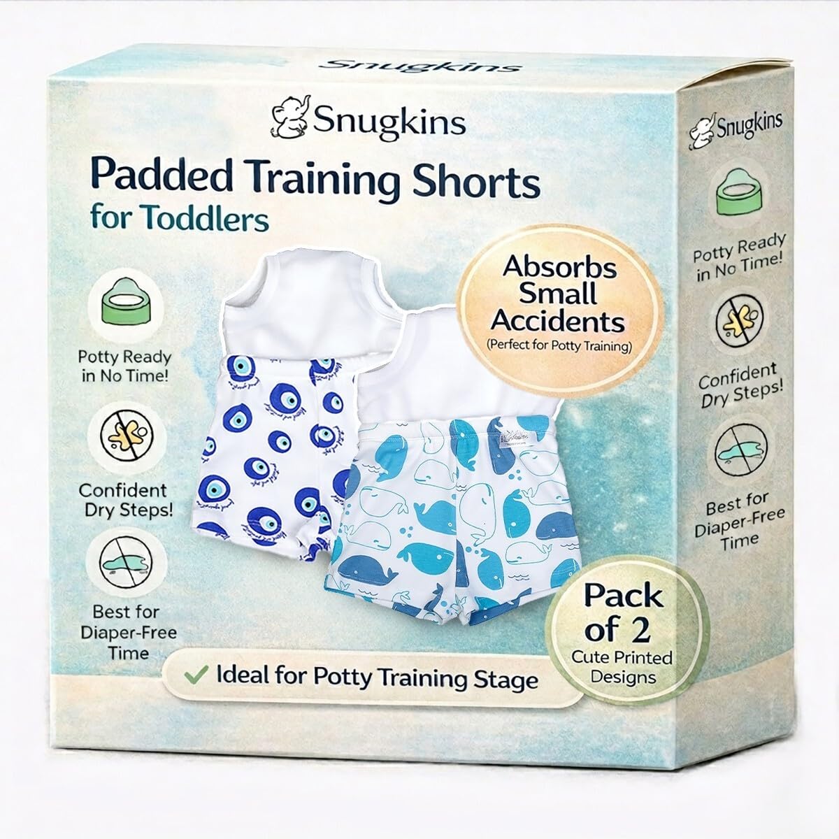Snugkins Potty Training Shorts For Toddlers & Babies Cotton Training Pull Up Pants Reusable & Washable DiaperFree Innerwear For