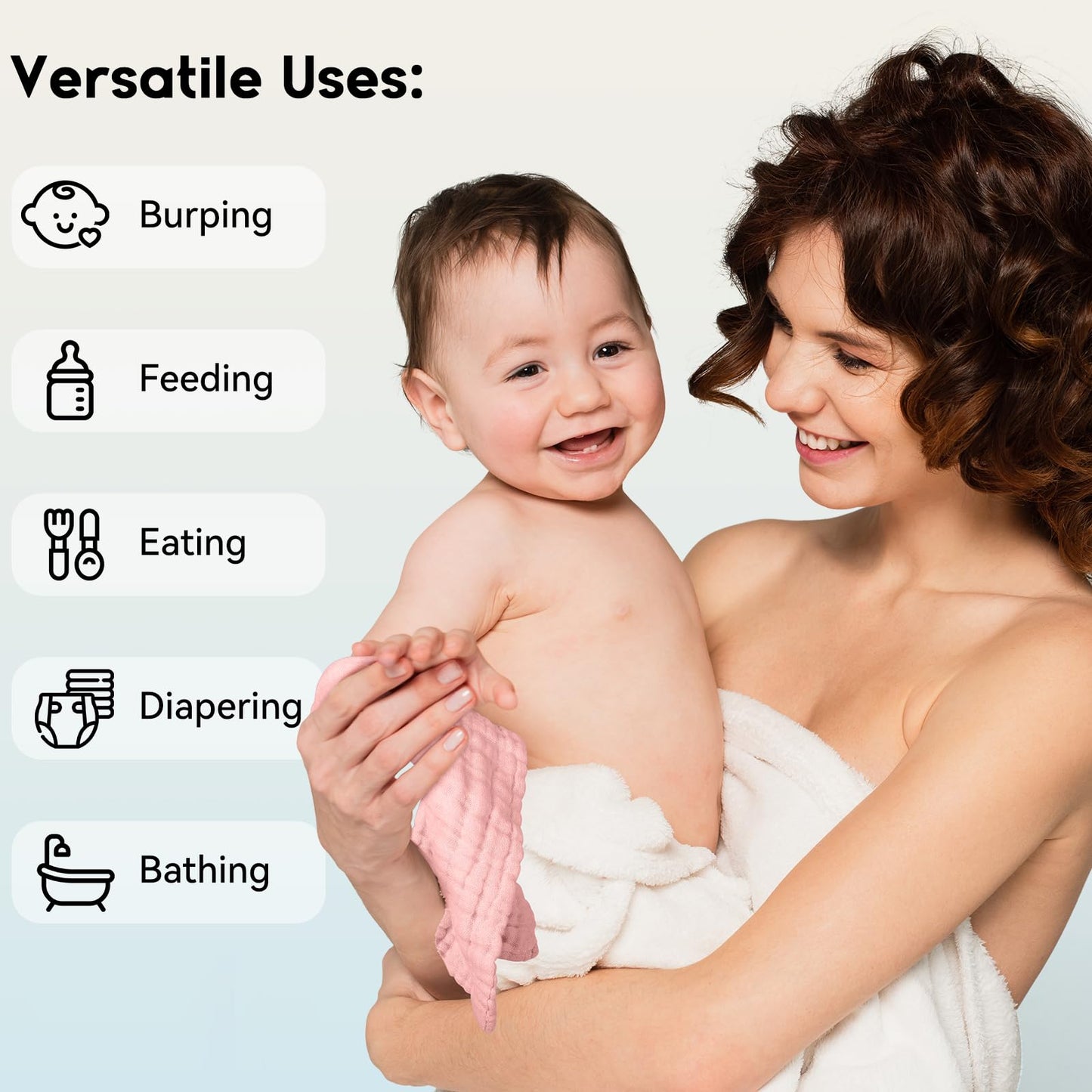 Unnivoll Muslin Baby Washcloths 6 Pack, 100% Cotton Wash Cloths For Babies, Large 12''X12'' Burp Cloths Absorbent And Soft For N