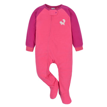 Gerber Baby Girls Toddler Loose Fit Flame Resistant Fleece Footed Pajamas 2-Pack Pink Floral Fox 5T
