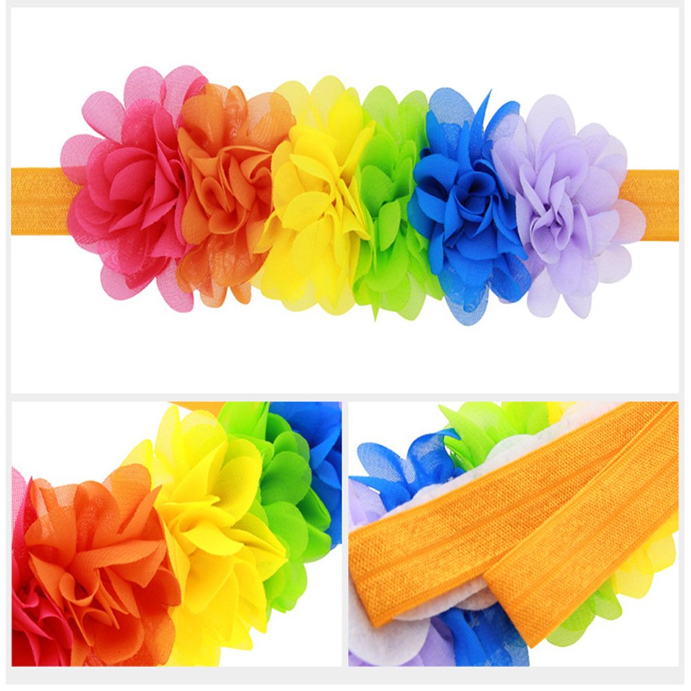 Baby Girls Rainbow Flower Headband Hair Band Accessories Ts-Fd03 (Chiffon Headband)