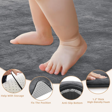 Separo Thick Baby Play Mat For Floor,Padded Foam 59X39 Nursery Rug,Ultra Soft Support & Plush Feel Tummy Time Mat,Non Slip For T