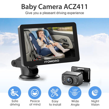 Itomoro Baby Car Camera, 7'' Hd 1080P Car Camera For Baby Display, Infrared Night Vision Function Car Baby Camera With 150 Wide