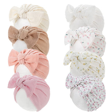 Yili Maizi Baby Girl Hat With Disc Flower Newborn Infant Toddlers Beanies Caps Hats Baby Kids Knotted Turbans Headband Cap