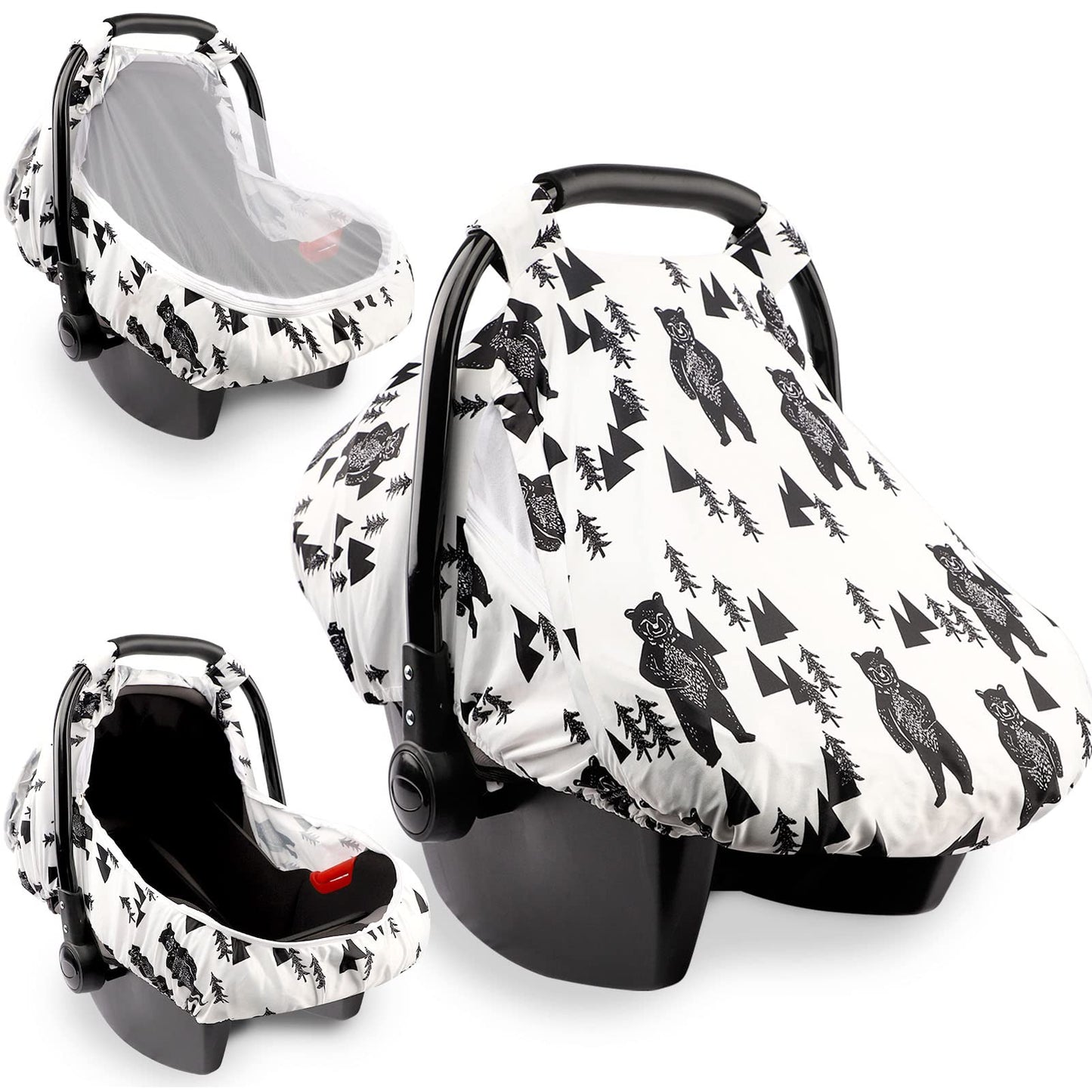 Baby Car Seat Cover,Infant Car Seat Cover for Boys Girls,Car Window Shade for Baby,Breathable & Soft, Bear