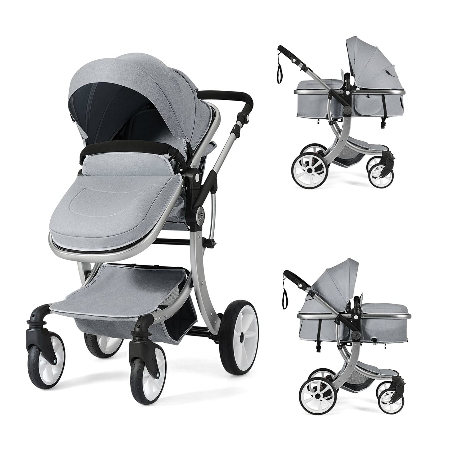 Honey Joy Baby Stroller, High Landscape Convertible Infant Bassinet Stroller, Adjustable Canopy & Backrest, Storage Basket, Foot