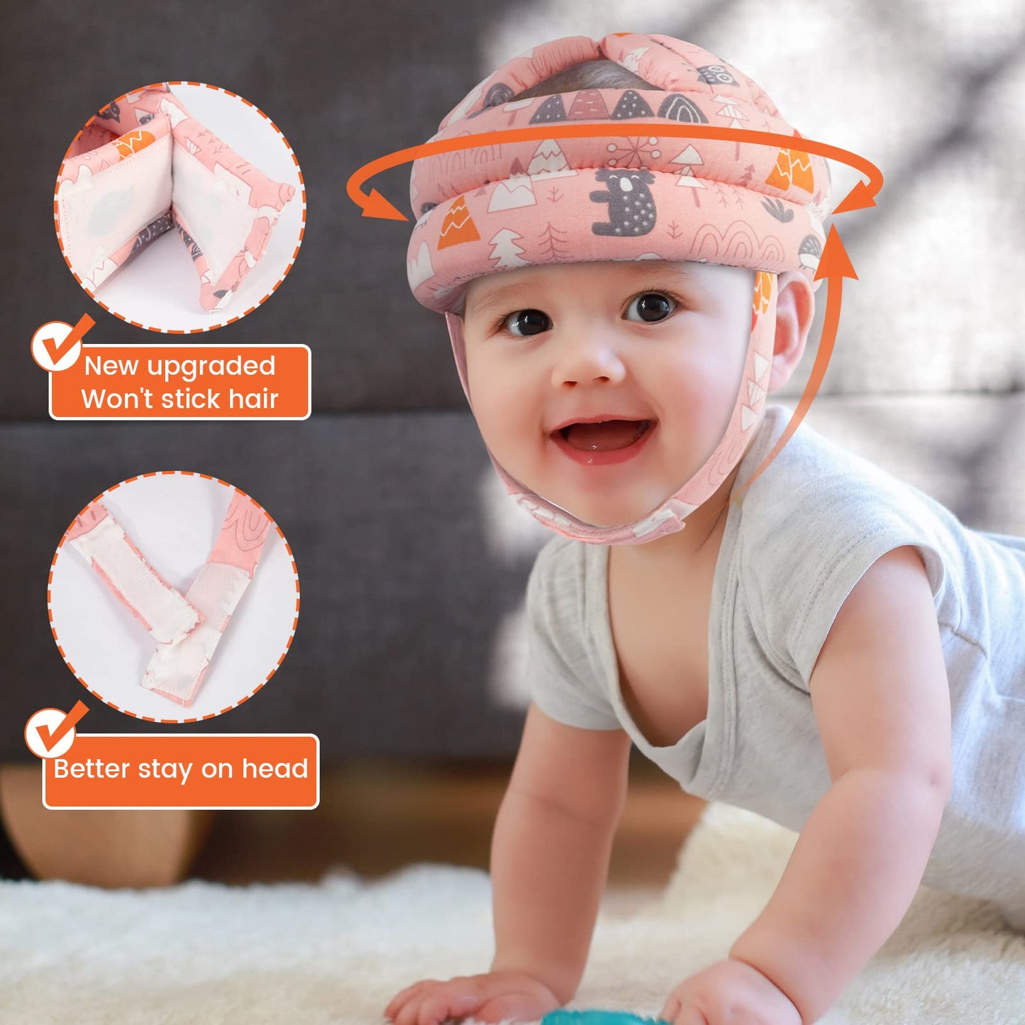 Simplicity Baby Head Protector Infant Helmet Baby Safety Helmet Baby Helmet For Crawling Walking Toddler Soft Helmet, Pink Fores