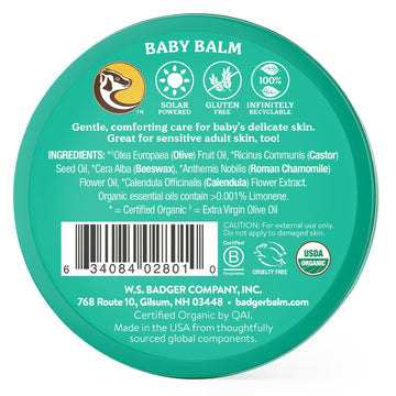 Badger Baby Balm W Chamomile Calendula, All Organic Baby Moisturizer For Cradle Cap Diaper Rash, Soothing Nourishing Gentle Baby