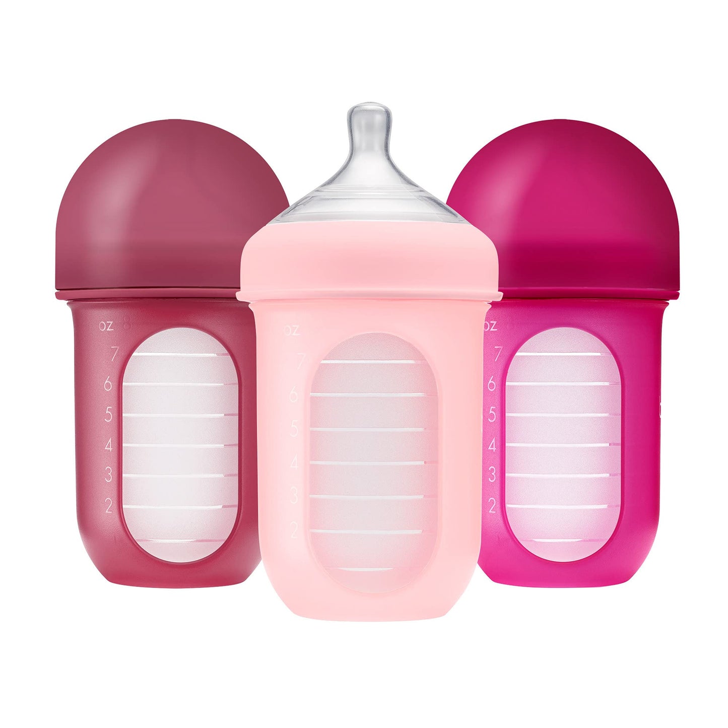Boon Nursh Stage 2 Medium Flow Reusable Silicone Baby Bottles With Collapsible Silicone Pouch Design - Everyday Baby Essentials