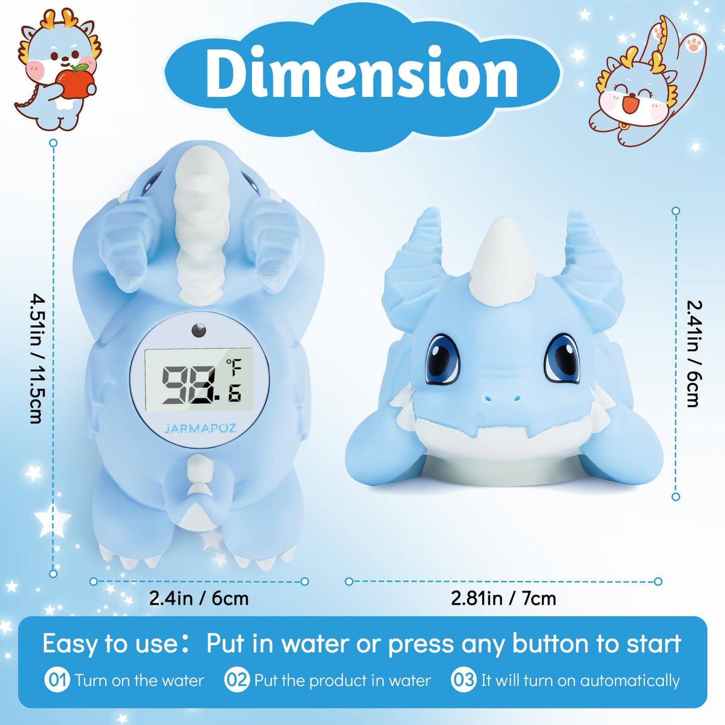 Jarmapoz Baby Bath Thermometer - Safety Water Thermometer For Bath - Instant Read Bathtub Thermometer - Floating Newborn Bath To