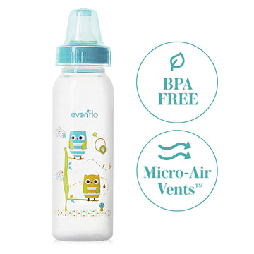 Evenflo Feeding Classic Prints Polypropylene Bottles For Baby, Infant And Newborn - Blue/Green/Teal, 8 Ounce (Pack Of 12)