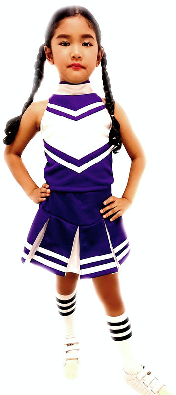 Total 2550 Little Girls' Cheerleader Cheerleading Outfit Uniform Costume Cosplay Violet/White (M / 5-8)