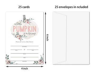 Yuansail Baby Shower Invitation Cards, Pumpkin Fill In Invites Cards, 25 Cards And Envelopes - (Bb004-Yaoqing)