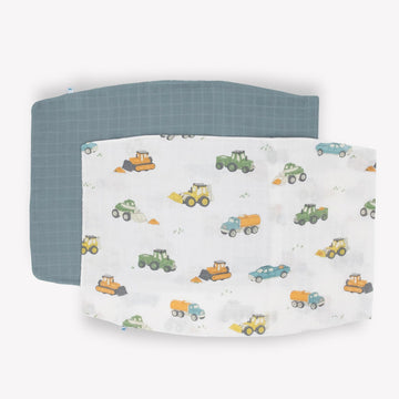 Little Unicorn Standard Pillowcase 2 Pack | Super Soft & Breathable Muslin Fabric | Snug Envelope Closure (Work Trucks)