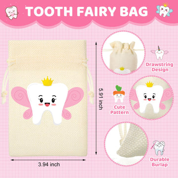 Equsion 3 Pcs Tooth Fairy Gifts For Girls And Boys Tooth Fairy Box Coin Unicorn Bag With Gold Foil Reward Coins Wood Baby Keepsa