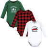 Hudson Baby Unisex Baby Cotton Long-Sleeve Bodysuits, Christmas Tree 3-Pack, 0-3 Months