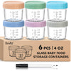 Drkio 6 Pack Glass Baby Food Storage Containers - 4 Oz Baby Food Jars With Lids Baby Food Maker Microwave Dishwasher Freezer Saf