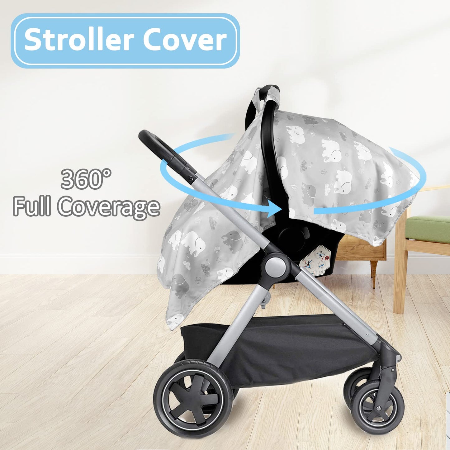 Tanofar Car Seat Cover Baby, Carseat Covers Baby Boy Girl, Peekaboo Opening Infant Car Seat Cover For Winter, Warm & Cozy, Grey