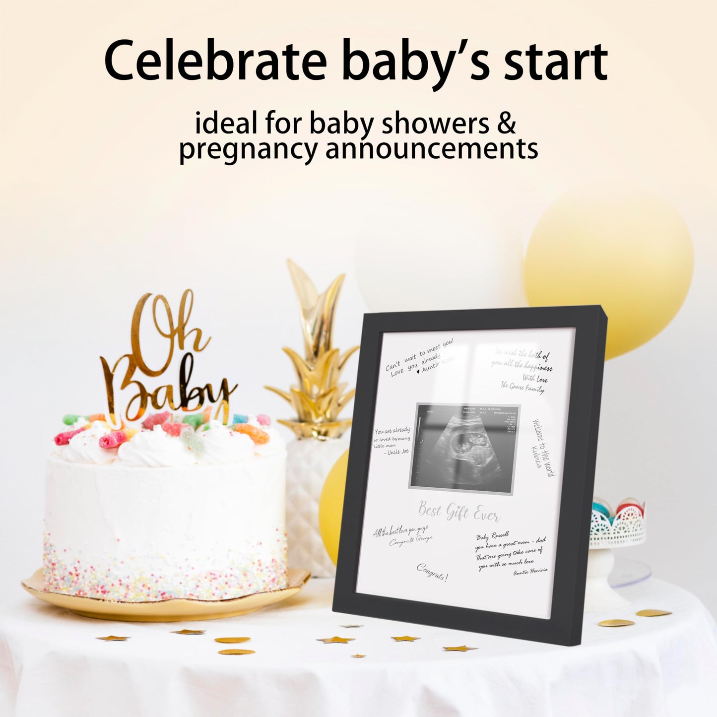 Hamuiers Sonogram Signature Frame Guest Book, Ultrasound Picture Keepsake Frame, Baby Shower Guest Book Alternatives, Gender Neu