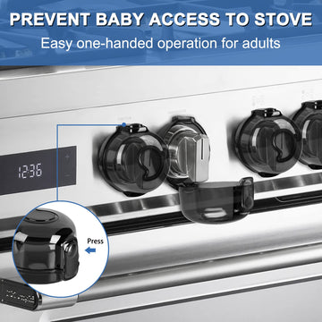 Grenfu Stove Knob Covers For Child Safety (5 + 1 Pack) Gas Stove Knob Covers With Strong Adhesive Double-Sided Tape Oven Knob Co