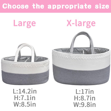 Abenkle Large Baby Diaper Caddy Baby Basket, Nursery Storage Bin And Car Organizer For Diapers And Baby Wipes, Changing Table Co
