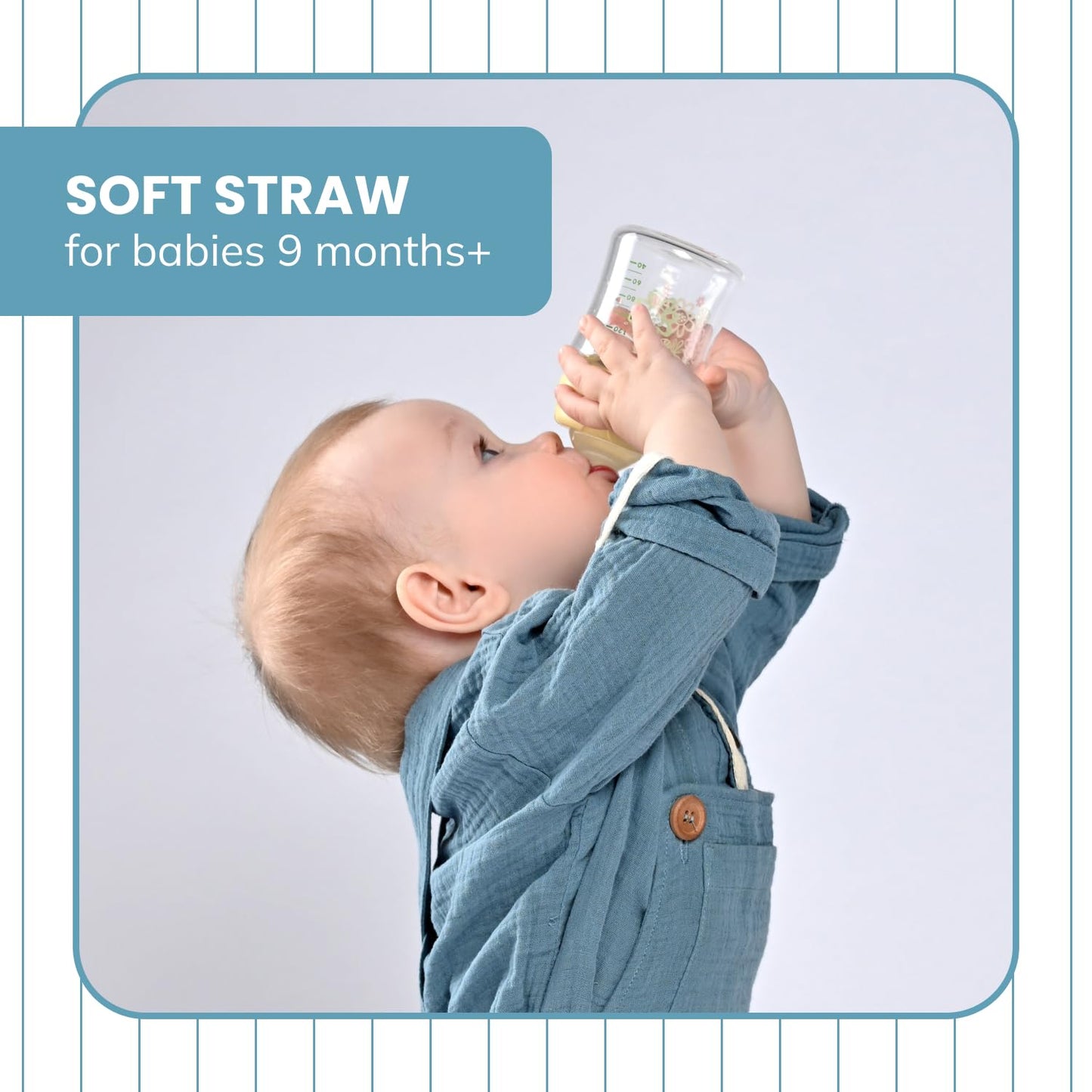 Botabee Straw Transition Cup Kit For Comotomo Baby Bottles | Conversion Kit Fits 5 & 8 Ounce Bottles | Soft, Silicone Straw Top