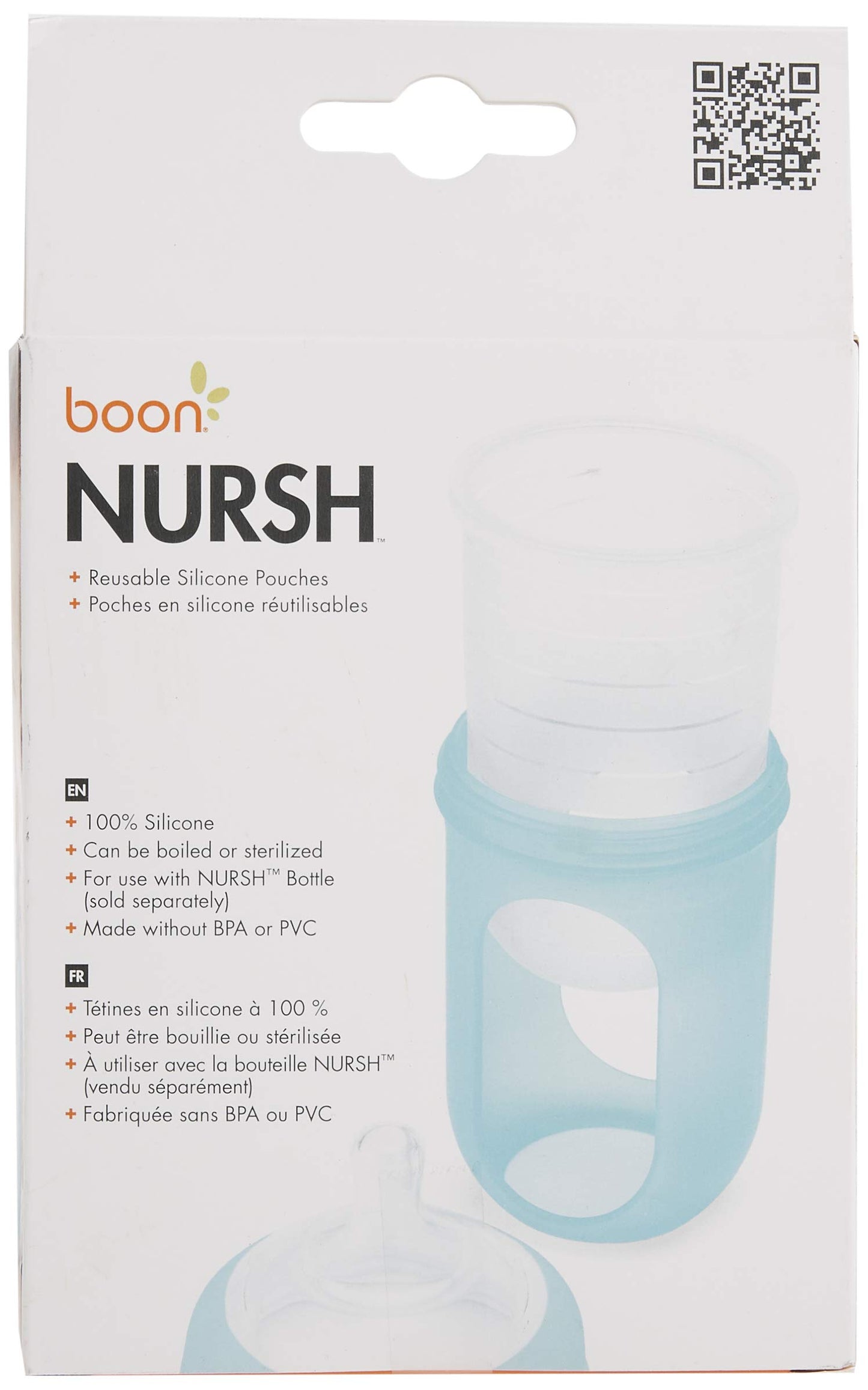Boon Nursh Reusable Replacement Pouch With Collapsible Silicone Pouch Design - Everyday Baby Essentials - Stage 2 Medium Flow Ba
