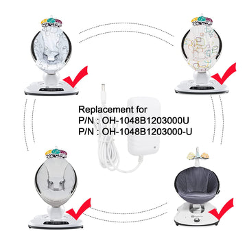 Power Cord Replacement For 4Moms Mamaroo Rockaroo Baby Swing, 12V Ac Adapter Charger, 6.6 Ft Cable