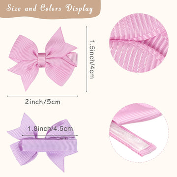 Cllot 50Pcs 2Inch Baby Hair Clips - Soft Cotton Fully Lined Tiny Baby Hair Bows Alligator Clips For Baby Girls Infants Toddlers