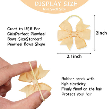 50Pcs 2 Inches Baby Girls Hair Bows Ties Mini Pinwheel Boutique Elastic Hair Rubber Ribbon Hair Band Accessories For Kids Toddle