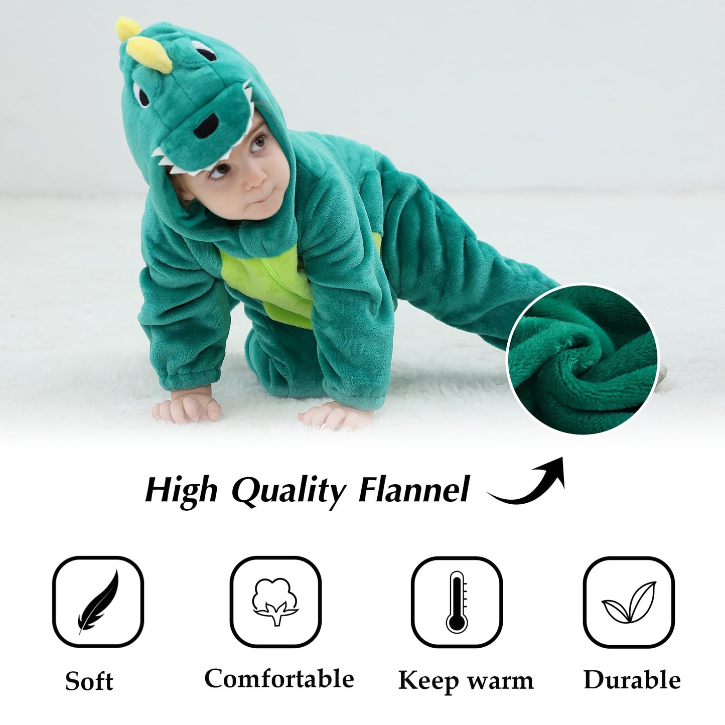 Tonwhar Baby Boy'S Girl'S Animal Bodysuit Infant And Toddler'S Romper Jumpsuit Halloween Costume Partywear(4-5T,Lake Green Dino)