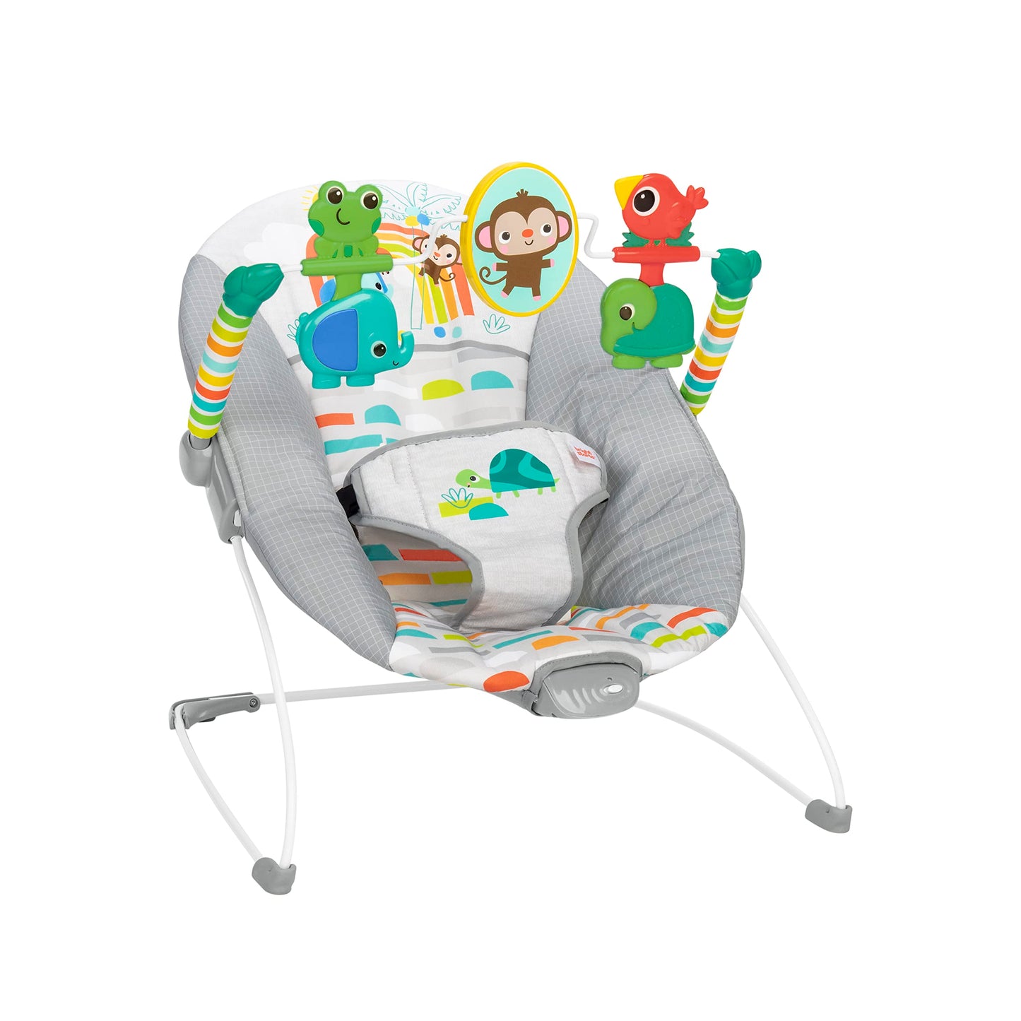Bright Starts Playful Paradise Comfy Baby Bouncer Seat With Soothing Vibration And Toys, Unisex, 0-6 Months