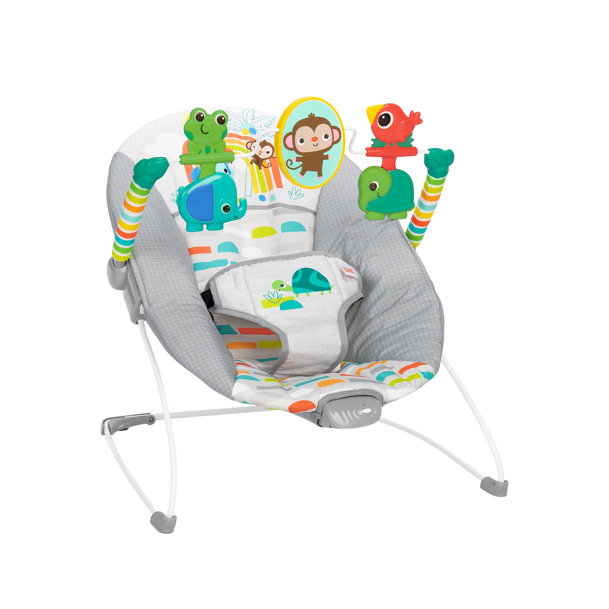 Bright Starts Playful Paradise Comfy Baby Bouncer Seat With Soothing Vibration And Toys, Unisex, 0-6 Months