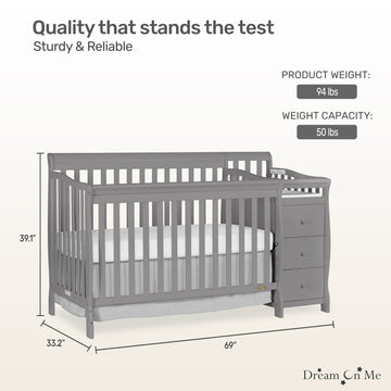 Dream On Me 5 In 1 Brody Convertible Crib With Changer