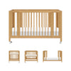 babyletto Rolli Convertible All-Stages Bassinet and Full-Size Crib in Honey, Greenguard Gold Certified, FSC Certified, Portable