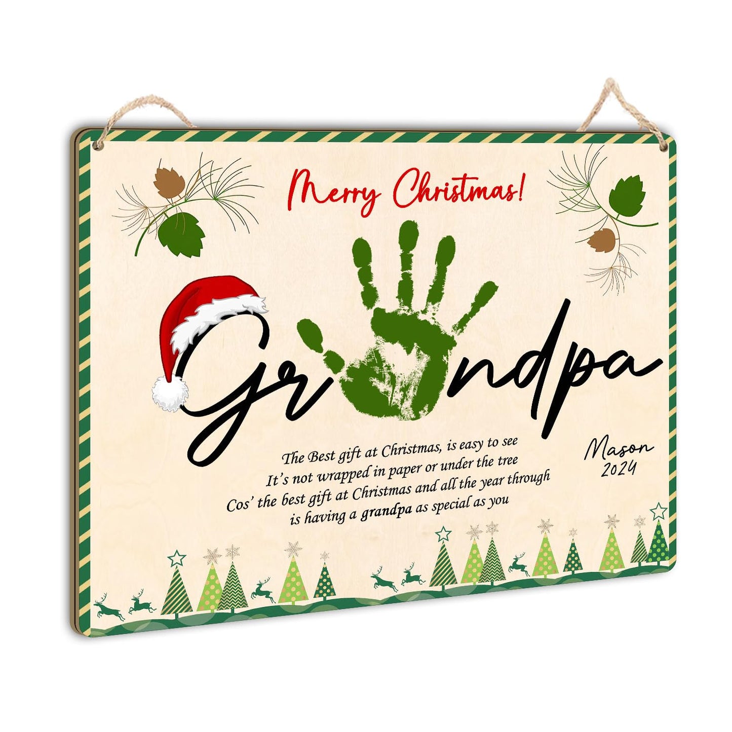 Christmas Gift for Grandpa, Papa, Grandfather Christmas Craft Handprint Poem, DIY Card Memory Keepsake, Baby Toddler Craft, Home