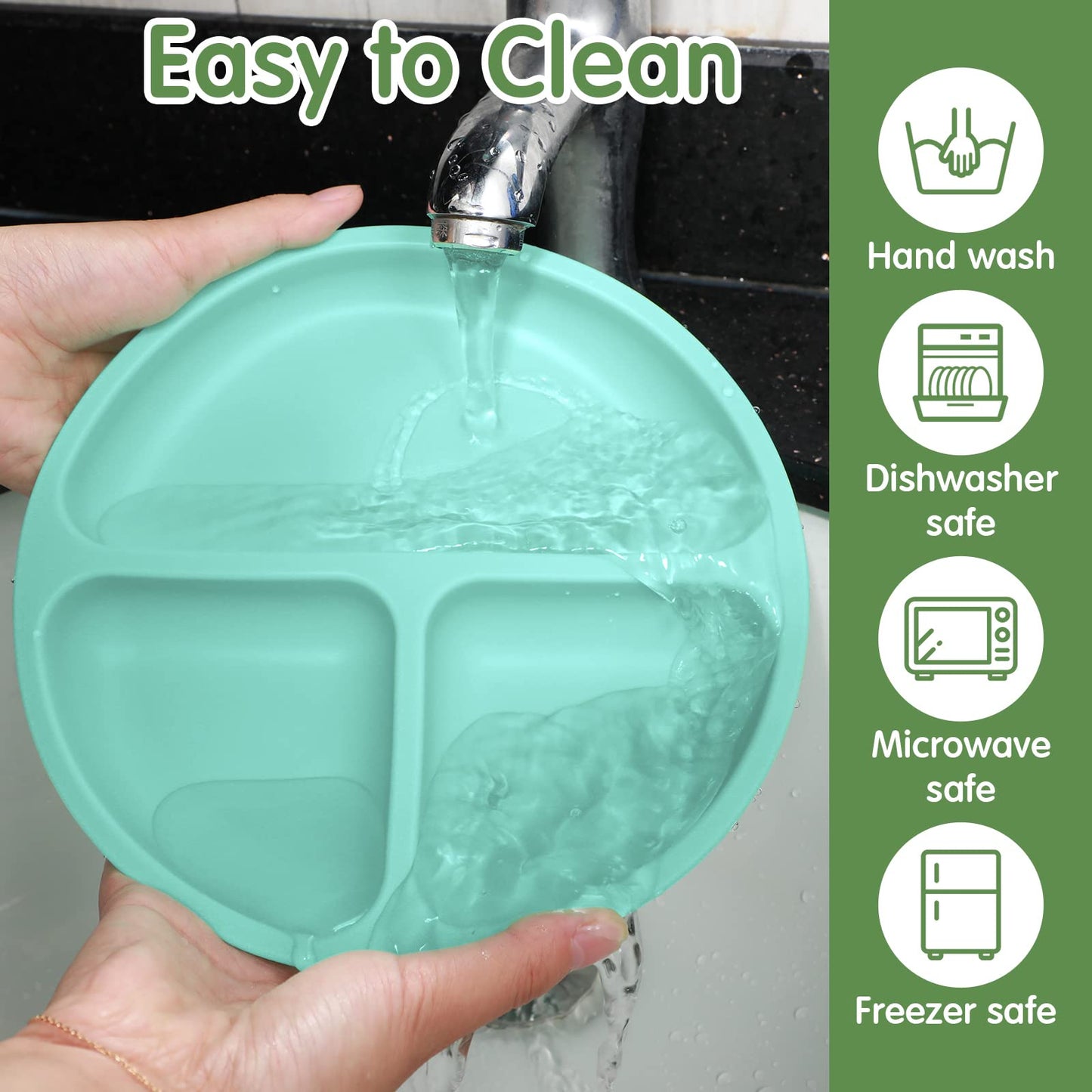 Chengu 9 Pcs Silicone Baby Toddler Suction Plates And Suction Bowls With Spoon Fork Baby Boy Girl Divided Plate Feeding Set Kids