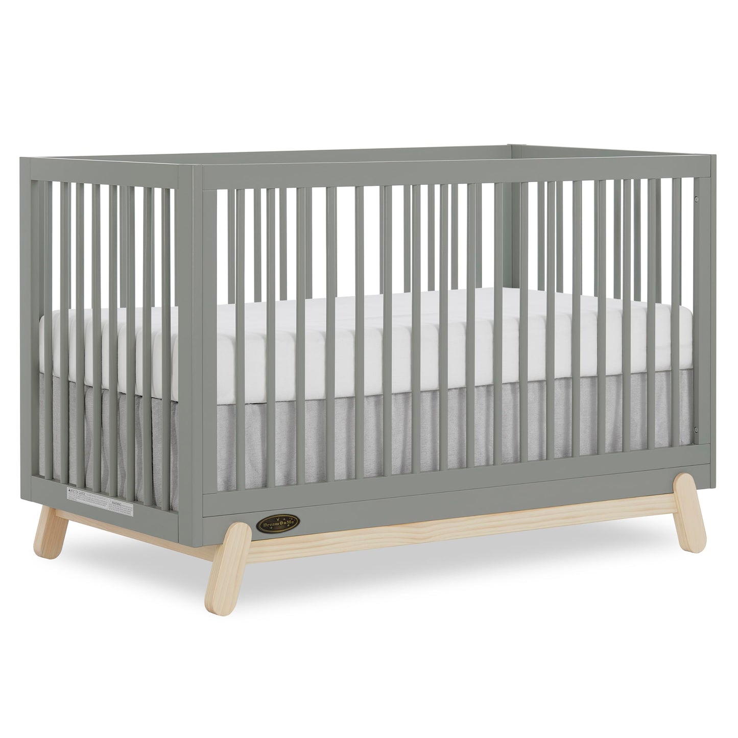 Dream On Me Hygge 5-in-1 Convertible Full-Size Baby Crib in Sea Grass & Vintage Oak, GreenGuard Gold & JPMA, Converts to Toddler
