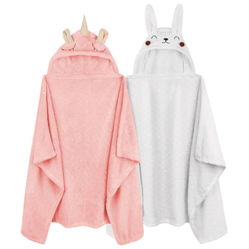 Fubanray Hooded Baby Towels Girl Baby Bath Towels Toddler Towels For Girl 0-5 Years, 2-Pack Ultra Soft & Absorbent Baby Girl Bat
