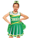 Jenpen Cheerleader Costume For Girls Cute Cheerleading Outfit Cheer Uniform For Halloween Dress Up With Accessories (Green,M(5-7