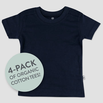 Honestbaby Unisex Baby 4-Pack Organic Cotton Short Sleeve T-Shirts T Shirt, Blue Ombre, 0-3 Months Us