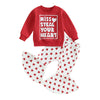 Toddler Baby Girl Valentines Outfit Daddy 'S Valentine Crewneck Sweatshirt Shirts Flare Pant Valentines Clothes (Red - Miss. Ste