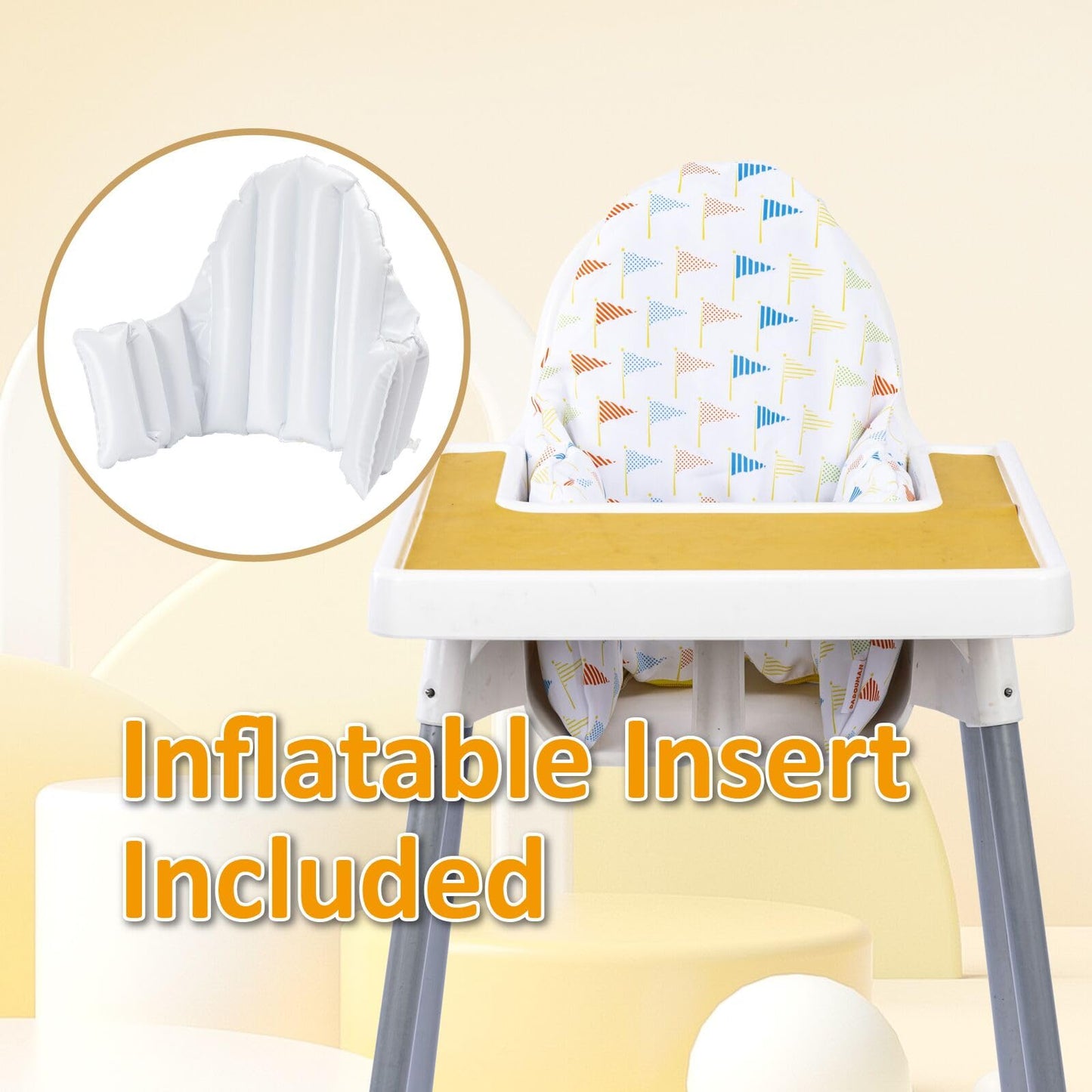 Dadouman Inflatable Supporting Cushion For Ikea Antilop High Chair, Baby High Chair Cushion, Polyester Fabric Cover With Inflata
